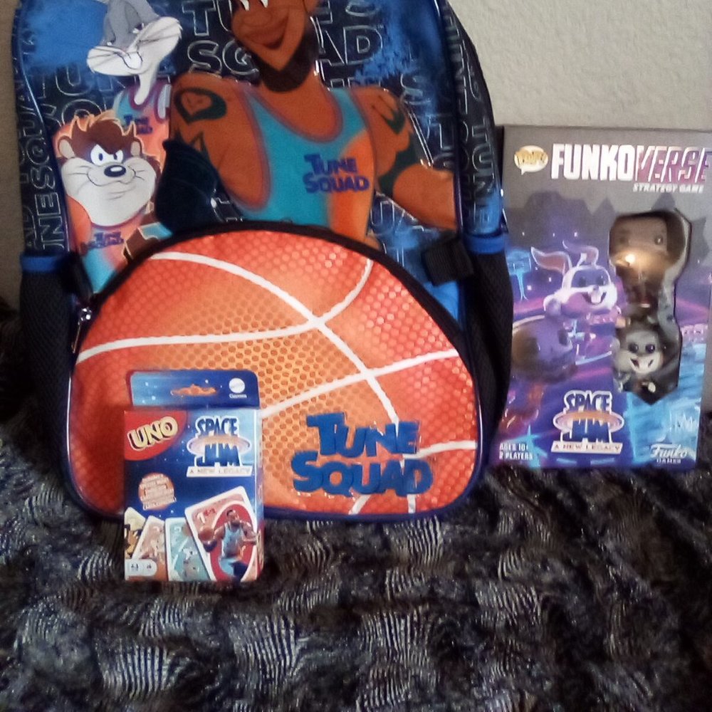Bundle of 3: Space Jam & Space Jam A New Legacy, backpack, uno, funkoverse
